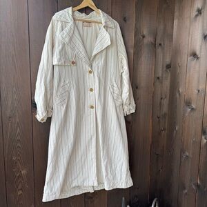 FREE PEOPLE LINEN PINSTRIPE TRENCH COAT